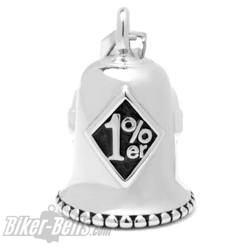 Massive 1%er Biker-Bell aus Edelstahl Onepercenter Outlaw Ride Bell Motorrad-Glöckchen